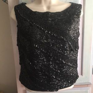 Vintage black hand-beaded sweater top. Size s/m .